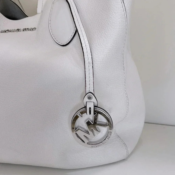 Michael Kors Tote White with Silver Metallic Reversible designer fashion chic - Picture 5 of 16